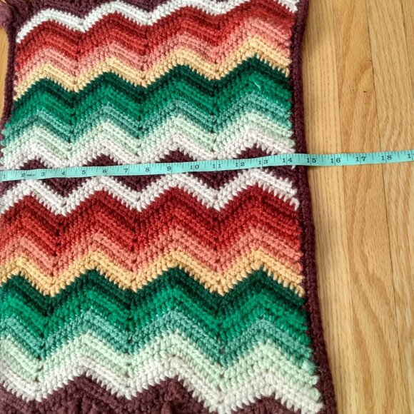 Vintage Crocheted Table Mat Doily Mini Afghan Chevron Handmade Boho Decor - Picture 7 of 10